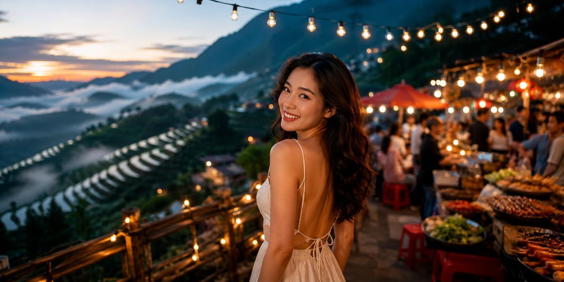 Người dùng theo dõi kèo cá cược tại chợ đêm Sapa với điện thoại